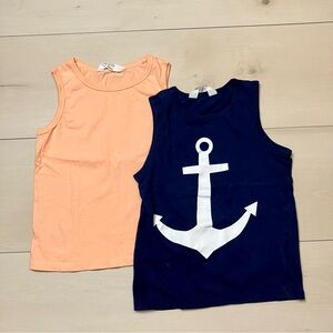 Bundle of 2 H&M tank tops sleeveless orange navy summer beach